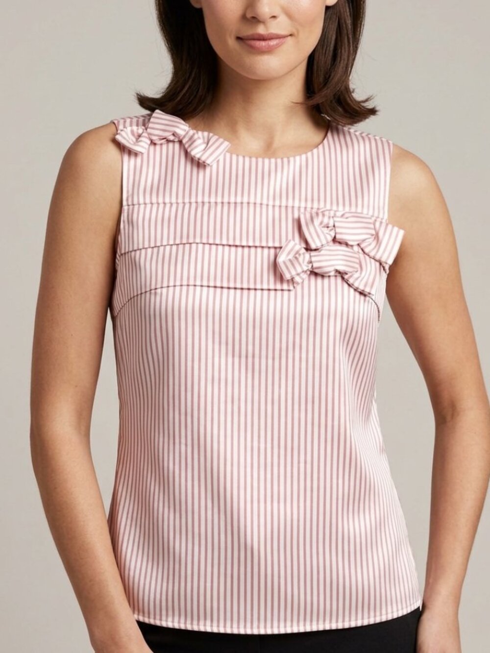 Banana Republic Pink and White Striped Top with Bows